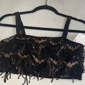 Black and Gold Sequin Women's Top